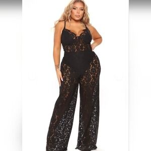 Fashion Nova Black Lace Jumpsuit Size 3x